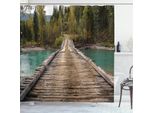 Abakuhaus Tenda Da Doccia Con Paesaggio, Fiume, Pineta, Sapone, Resistente Ai Batteri, Alla Muffa E All'acqua, Incl. 12 Ganci E Colori Resistenti, 175 X 180 Cm, Marrone Verde