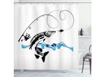 Abakuhaus Tenda Da Doccia Con Motivo Pesci, Tema Wild Life In Nature, Opaca, Incl. 12 Anelli, Resistente A Batteri E Muffe, 175 X 200 Cm, Verde Blu