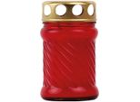 Lume Da Tomba "Rille"" In Vetro (Circa 24 Ore Di Combustione), Dimensioni: 10,5 Cm, Colore: Rosso"