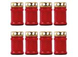 8X Lampada Da Tomba "Rille"" In Vetro (Circa 24 Ore Di Combustione), Dimensioni: 10,5 Cm, Colore: Rosso"