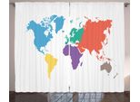 Abakuhaus Tenda Rustica, Mappa Del Mondo Con I Continenti, Tenda Per Camera Da Letto Con Passanti E Ganci, 280 X 175 Cm, Multicolore