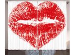 Abakuhaus Tenda Rustica Kuss, Marchio Heart Shaped Lippenstift, Tenda Con Passanti E Ganci Per Camera Da Letto, 280 X 175 Cm, Bianco Rosso