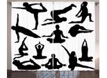 Abakuhaus Meditazione Tenda Rustica, Esercizi Yoga Corpo, Soggiorno Nastro Universale Tende Con Passanti E Ganci, 280 X 175 Cm, Bianco Nero