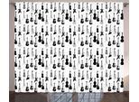 Abakuhaus Musica Tenda Rustica, Design Monocromatico A Stringhe, Tenda Universale Per Soggiorno Con Passanti E Ganci, 280 X 175 Cm, Nero Bianco Grigio