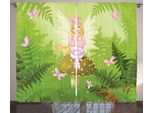 Abakuhaus Tenda Rustica Per Asilo Nido, Fata Con Capelli Fioriti, Tenda Con Passanti E Ganci Per Camera Da Letto, 280 X 175 Cm, Verde, Rosa Chiaro, Marrone