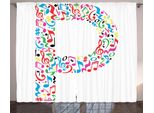 Abakuhaus Lettera P Tenda Rustica, Note Musicali Maiuscole, Soggiorno Tenda Universale Con Passanti E Ganci, 280 X 175 Cm, Multicolore