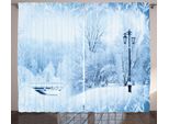 Abakuhaus Tenda Rustica Invernale, Wonderland Natale, Tende Universali Per Soggiorno Con Passanti E Ganci, 280 X 175 Cm, Blu E Bianco