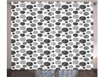 Abakuhaus Tenda Rustica Astratta, Circular Doodles Dots, Tenda Universale Per Soggiorno Con Passanti E Ganci, 280 X 175 Cm, Bianco Nero