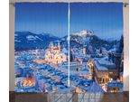 Abakuhaus Tenda Rustica Invernale, Città Storica Di Salisburgo, Tenda Con Nastro Arricciato Per Camera Da Letto Con Passanti E Ganci, 280 X 175 Cm, Blu