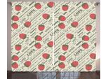 Abakuhaus Frutta Tenda Rustica, Amore Retrò Per Le Fragole, Soggiorno Tende Universali Con Passanti E Ganci, 280 X 175 Cm, Verde Militare Colori Guscio D'uovo Rubino