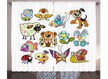 Abakuhaus Tenda Rustica Per Asilo Nido, Tema Infanzia Animali, Tenda Con Passanti E Ganci Per Camera Da Letto, 280 X 175 Cm, Multicolore