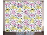 Abakuhaus Tenda Rustica Con Motivo A Calamari, Animali Marini Cartoon, Tende Universali Per Soggiorno Con Passanti E Ganci, 280 X 175 Cm, Azzurro Giallo Rosa
