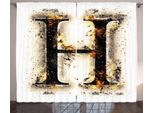 Abakuhaus Lettera H Tenda Rustica, Ablaze Lettere Dell'alfabeto, Tende Universali Per Soggiorno Con Passanti E Ganci, 280 X 175 Cm, Tan Nero Arancione