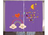 Abakuhaus Ti Amo Tenda Rustica, Magia Arcobaleno Felice, Soggiorno Nastro Universale Tende Con Passanti E Ganci, 280 X 175 Cm, Viola