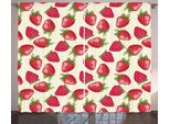 Abakuhaus Frutta Tenda Rustica, Fragole Vivid Food, Camera Da Letto Tenda Con Passanti E Ganci, 280 X 175 Cm, Verde Oliva Colori Guscio D'uovo Rosso