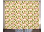 Abakuhaus Tenda Rustica Asiatica, Foglie Esotiche E Farfalle, Tenda Universale Per Soggiorno Con Passanti E Ganci, 280 X 175 Cm, Verde Chiaro