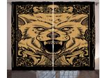 Abakuhaus Wolf Tenda Rustica, Stile Angry Animal, Tenda Con Passanti E Ganci Per Camera Da Letto, 280 X 175 Cm, Nero Pale Caramel
