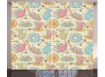 Abakuhaus Tè Party Tenda Rustica, Tazze Da Tè Retrò, Tenda Con Passanti E Ganci Per Camera Da Letto, 280 X 175 Cm, Multicolore