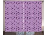 Abakuhaus Tenda Rustica Viola, Valentine Animal Fun, Tenda Con Passanti E Ganci Per Camera Da Letto, 280 X 175 Cm, Lavanda Nero Rosa