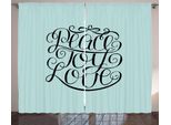 Abakuhaus Freude Tenda Rustica, Scritta Peace Love Joy, Tenda Con Passanti E Ganci Per Camera Da Letto, 280 X 175 Cm, Turchese E Nero