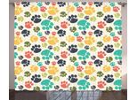 Abakuhaus Per Gli Amanti Dei Cani Tenda Rustica, Zampe Disegnate A Mano, Tenda Con Passanti E Ganci Per Camera Da Letto, 280 X 175 Cm, Multicolore