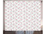 Abakuhaus Tenda Rustica Flamingo, Donuts Hawaii Animali, Tenda Con Passanti E Ganci Per Camera Da Letto, 280 X 175 Cm, Rosa Menta Verde Beige