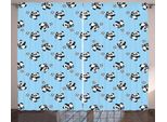 Abakuhaus Calcio Tenda Rustica, Panda Calcio, Tenda Per Camera Da Letto Con Passanti E Ganci, 280 X 175 Cm, Azzurro Nero Bianco
