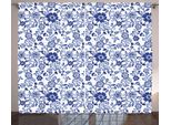 Abakuhaus Tenda Rustica Acquerellata, Fiori Blu Vibranti, Tenda Universale Per Soggiorno Con Passanti E Ganci, 280 X 175 Cm, Viola Blu Bianco
