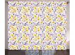 Abakuhaus Tenda Rustica Acquerellata, Fiori Selvatici Gialli, Tenda Con Passanti E Ganci Per Camera Da Letto, 280 X 175 Cm, Bianco Giallo Viola