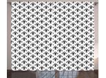 Abakuhaus Fleur De Lis Tenda Rustica, Stile Barocco Occidentale, Tenda Con Passanti E Ganci Per Camera Da Letto, 280 X 175 Cm, Bianco E Nero