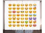 Abakuhaus Emoji Tenda Rustica, Tante Emoticon Aliene, Tende Universali Per Soggiorno Con Passanti E Ganci, 280 X 175 Cm, Multicolore