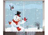Abakuhaus Tenda Rustica Con Pupazzo Di Neve, Uccellini Di Capodanno, Tenda Universale Per Soggiorno Con Passanti E Ganci, 280 X 175 Cm, Multicolore