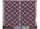 Abakuhaus Tenda Rustica Nordica, Tartan Con Motivi Geometrici Floreali, Tenda Universale Per Soggiorno Con Passanti E Ganci, 280 X 175 Cm, Rubino Blu Scuro Cocco