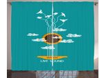 Abakuhaus Chitarra Tenda Rustica, Libertà Musicale Uccello, Soggiorno Tenda Universale Con Passanti E Ganci, 280 X 175 Cm, Turchese Marigold Bianco