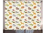 Abakuhaus Tenda Rustica Con Animali Cartoon, Childish Fauna, Tende Universali Per Soggiorno Con Passanti E Ganci, 280 X 175 Cm, Multicolore
