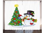 Abakuhaus Tenda Rustica Con Pupazzo Di Neve, Natale, Albero, Inverno, Soggiorno, Nastro Universale, Tende Con Passanti E Ganci, 280 X 175 Cm, Multicolore