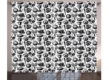 Abakuhaus Tenda Rustica, Guanto Da Baseball Monocromatico, Tenda Con Passanti E Ganci Per Camera Da Letto, 280 X 175 Cm, Bianco Nero
