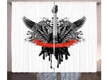 Abakuhaus Musica Rock Tenda Rustica, Chitarra Gotica Wings, Soggiorno Tenda Universale Con Passanti E Ganci, 280 X 175 Cm, Rosso Scarlatto Nero