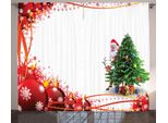 Abakuhaus Babbo Natale Tenda Rustica, Albero Con Palline Rosse, Tenda Con Passanti E Ganci Per Camera Da Letto, 280 X 175 Cm, Multicolore