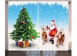 Abakuhaus Babbo Natale Tenda Rustica, Jingle Bells Albero, Soggiorno Nastro Universale Tende Con Passanti E Ganci, 280 X 175 Cm, Multicolore