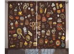 Abakuhaus Tenda Rustica, Disegnata A Mano Doodle Coffee, Tende Universali Per Soggiorno Con Passanti E Ganci, 280 X 175 Cm, Marrone Multicolore