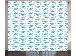 Abakuhaus Hai Tenda Rustica, Acquerello Animali Stupidi, Camera Da Letto Tenda Con Passanti E Ganci, 280 X 175 Cm, Blu Azzurro Bianco