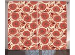 Abakuhaus Corallo Tenda Rustica, Motivi Nostalgici Con Gerbere, Tende Universali Per Soggiorno Con Passanti E Ganci, 280 X 175 Cm, Corallo Scuro Rosso Cinabro