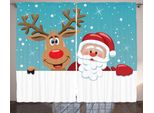 Abakuhaus Babbo Natale Tenda Rustica, Rudolph-Red Deer Greeting, Camera Da Letto Tenda Con Passanti E Ganci, 280 X 175 Cm, Multicolore