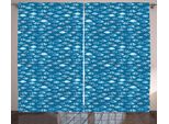 Abakuhaus Pesci Tenda Rustica, Disegno Astratto Acquatico, Tende Universali Per Soggiorno Con Passanti E Ganci, 280 X 175 Cm, Blu Petrolio Azzurro