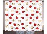 Abakuhaus Tenda Rustica Con Motivi Di Mele, Fette Di Frutta Colorate, Tenda Con Passanti E Ganci Per Camera Da Letto, 280 X 175 Cm, Colore Rosso Guscio D'uovo