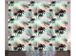Abakuhaus Hawaii Tenda Rustica, Palme Estive, Felci, Tenda Con Nastro Arricciato Per Camera Da Letto Con Passanti E Ganci, 280 X 175 Cm, Multicolore