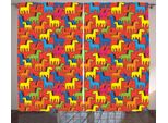 Abakuhaus Cavalli Tenda Rustica, Cartoon Stallion Farm, Tenda Con Passanti E Ganci Per Camera Da Letto, 280 X 175 Cm, Multicolore
