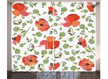 Abakuhaus Tenda Rustica Con Motivi Di Papaveri, Boccioli Sparsi E Ramificazioni, Tenda Universale Per Soggiorno Con Passanti E Ganci, 280 X 175 Cm, Verde Vermiglio Corallo