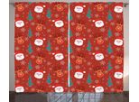 Abakuhaus Rosso Tenda Rustica, Merry Xmas Cartoon Natale, Tenda Con Passanti E Ganci Per Camera Da Letto, 280 X 175 Cm, Rosso Multicolore
